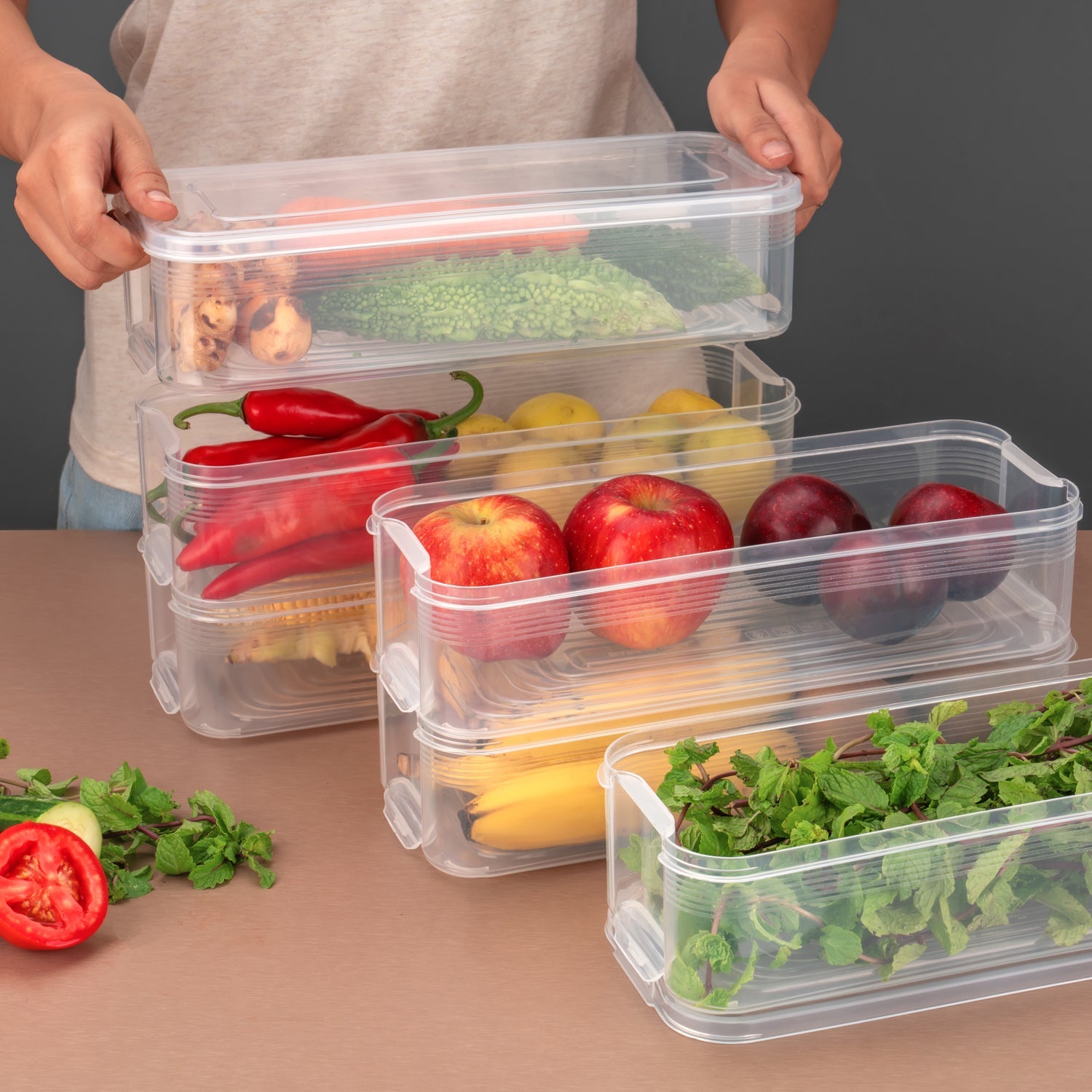 3 Fridge Storage Container, Fridge Organizer with Lid Stackable Fridge Storage Containers Plastic Freezer Storage Containers for Fish, Meat, Vegetables, Fruits, Pack of 3pcs, 1500ML Approx 3 Fridge Storage Container, Fridge Organizer with Lid Stackable Fridge Storage Containers Plastic Freezer Storage Containers for Fish, Meat, Vegetables, Fruits, Pack of 3pcs, 1500ML Approx